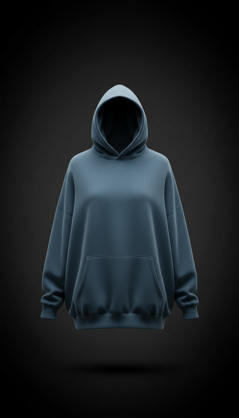 Oversized hoodie in slate blue cotton blend